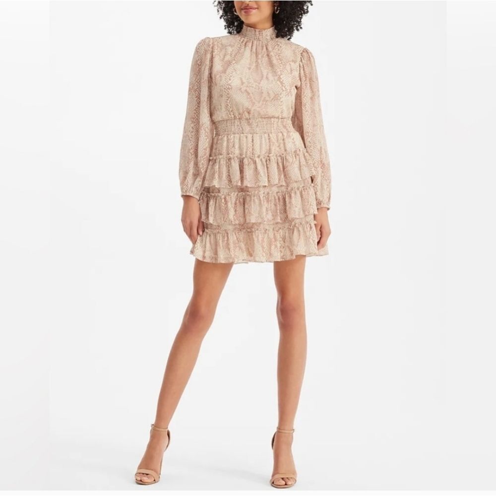 Express Boho Chic Romantic Edgy Snakeskin Print Dress Size Large NEW WITH TAGS